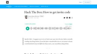 
                            2. Hack The Box: How to get invite code – codeburst