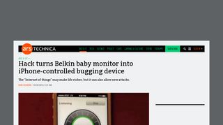 
                            11. Hack turns Belkin baby monitor into iPhone-controlled bugging device ...