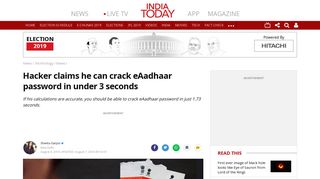 
                            13. Hacker claims he can crack eAadhaar password in under 3 seconds ...