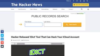 
                            13. Hacker Released 'iDict' Tool That Can Hack Your iCloud Account