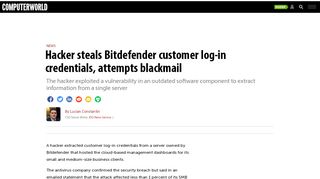 
                            8. Hacker steals Bitdefender customer log-in credentials, attempts ...