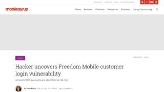 
                            9. Hacker uncovers Freedom Mobile customer login vulnerability