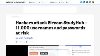 
                            10. Hackers attack Eircom StudyHub - 11,000 usernames and passwords ...