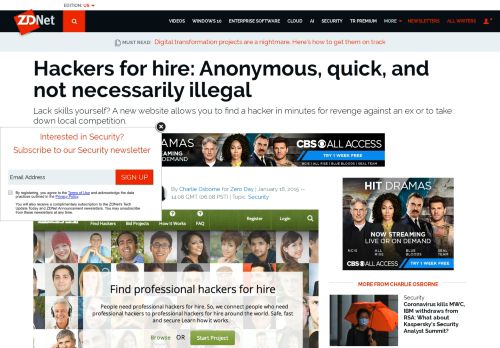 
                            10. Hackers for hire: Anonymous, quick, and not necessarily illegal | ZDNet