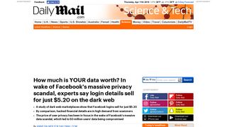 
                            4. Hackers sell Facebook logins and other data on the dark web for $5 ...