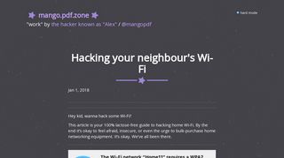 
                            5. Hacking your neighbour's Wi-Fi - the mango zone
