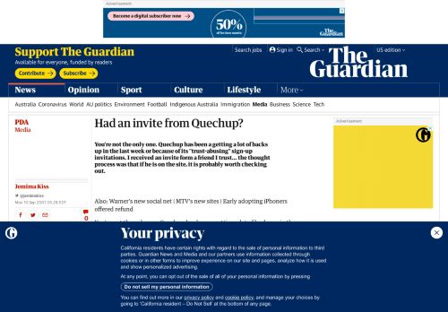 
                            11. Had an invite from Quechup? | Media | The Guardian