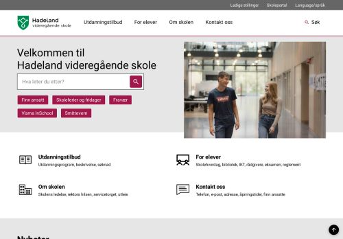 
                            5. Hadeland videregående skole: Forsiden