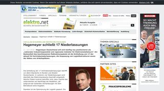 
                            10. Hagemeyer schließt 17 Niederlassungen - elektro.net