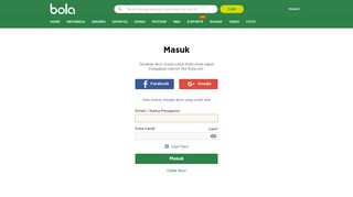 
                            2. Halaman Login Bola.com Berita Bola Terkini