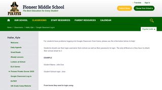 
                            11. Haller, Kyle / Google Classroom Log-in - Steilacoom School District