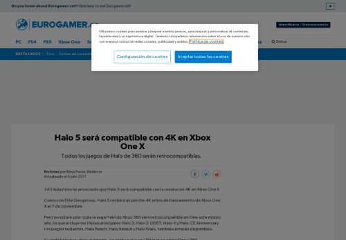 
                            10. Halo 5 será compatible con 4K en Xbox One X • Eurogamer.es
