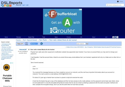 
                            7. Ham radio related Mods.dk site hacked - Ham Radio | DSLReports Forums