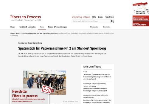 
                            11. Hamburger Rieger Spremberg: Spatenstich für Papiermaschine Nr. 2 ...