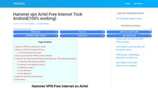 
                            9. Hammer vpn Airtel Free Internet Trick Android(100% working) - Tricks5