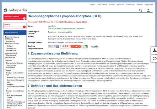 
                            5. Hämophagozytische Lymphohistiozytose (HLH) — Onkopedia