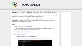 
                            9. HANA Tutorials: How to use SAP HANA HDBSQL to execute SQL ...