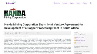 
                            9. Handa Mining Corporation Signs Joint Venture Agreement for ...