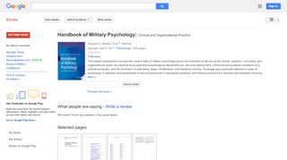 
                            8. Handbook of Military Psychology: Clinical and Organizational Practice