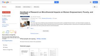 
                            10. Handbook of Research on Microfinancial Impacts on Women Empowerment, ...