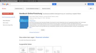 
                            6. Handbuch Online-Forschung: Sozialwissenschaftliche Datengewinnung ... - Google Books-Ergebnisseite
