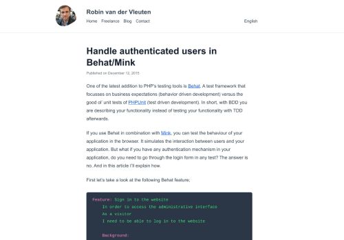 
                            6. Handle authenticated users in Behat/Mink | Robin van der Vleuten