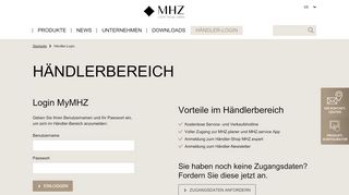 
                            2. Händler-Login - MHZ Hachtel & Co AG