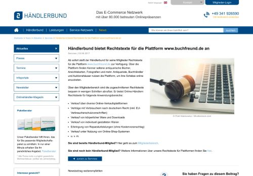 
                            10. Händlerbund bietet Rechtstexte für die Plattform www.buchfreund.de an