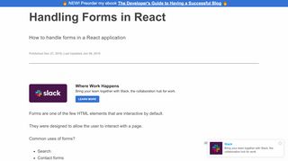 
                            13. Handling Forms in React - Flavio Copes