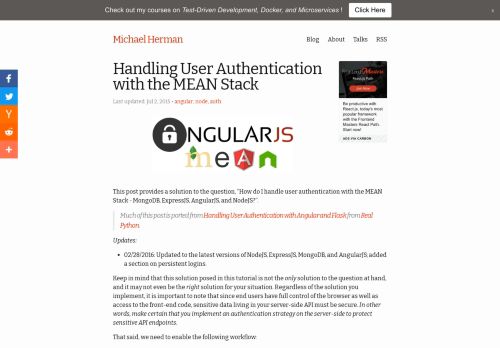 
                            13. Handling User Authentication with the MEAN Stack - Michael Herman