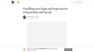 
                            5. Handling user login and registration using nodejs and mysql - Medium