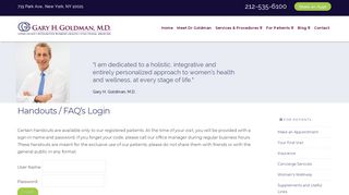 
                            7. Handouts / FAQ's Login - Gary H. Goldman, MD