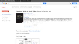 
                            10. Hands-On Guide to Flash Video: Web Video and Flash Media Server - Google Books-Ergebnisseite