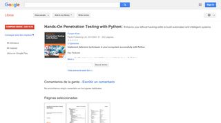 
                            9. Hands-On Penetration Testing with Python: Enhance your ethical ... - Resultado de Google Books