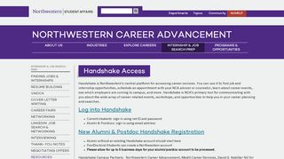 
                            13. Handshake Access : | Northwestern Student Affairs