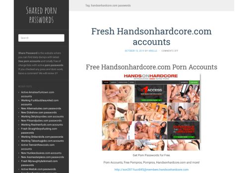 
                            4. handsonhardcore.com passwords – Shared porn passwords