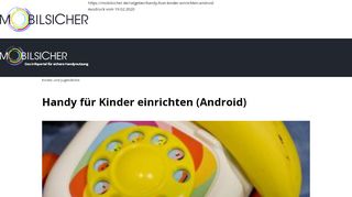 
                            12. Handy für Kinder einrichten (Android) - mobilsicher.de