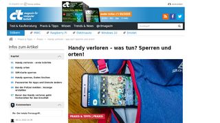 
                            2. Handy verloren – was tun? Sperren und orten! | c't Magazin - Heise