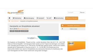 
                            9. Handytarife von SimplyMobile aktualisiert - providerliste.ch