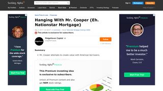 
                            10. Hanging With Mr. Cooper (Eh. Nationstar Mortgage) - Seeking Alpha