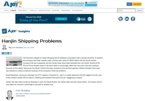 
                            13. Hanjin Shipping Problems | AJOT.COM