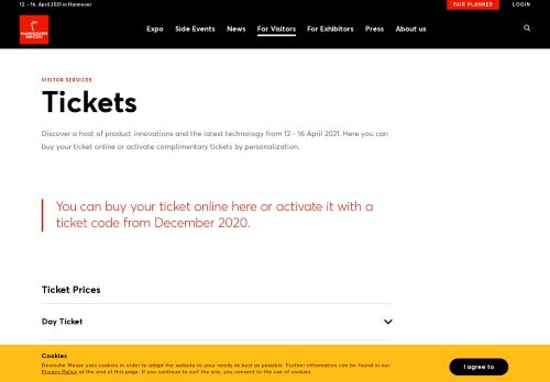 
                            7. HANNOVER MESSE 2019 Tickets - Visitor service
