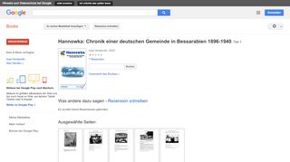 
                            11. Hannowka: Chronik einer deutschen Gemeinde in Bessarabien 1896-1940 - Google Books-Ergebnisseite
