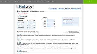 
                            9. Hanseatic Bank: Erfahrungsberichte und Bewertungen - BankLupe.de