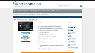 
                            4. Hanseatic Bank GenialCard - Konditionen im Test - Kreditkarte.net