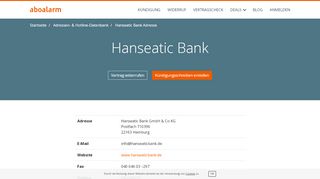 
                            5. Hanseatic Bank Kündigungsadresse und Kontaktdaten - Aboalarm