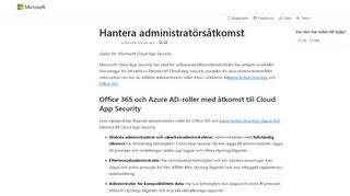 
                            4. Hantera administratörsåtkomst till Cloud App Security-portalen ...