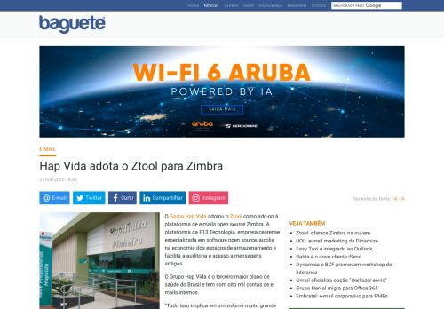 
                            7. Hap Vida adota o Ztool para Zimbra | Notícias | Baguete