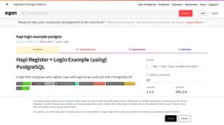 
                            3. hapi-login-example-postgres - npm