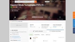 
                            13. Happiest Minds Technologies PVT LTD, Koramangala 6th Block - IT ...